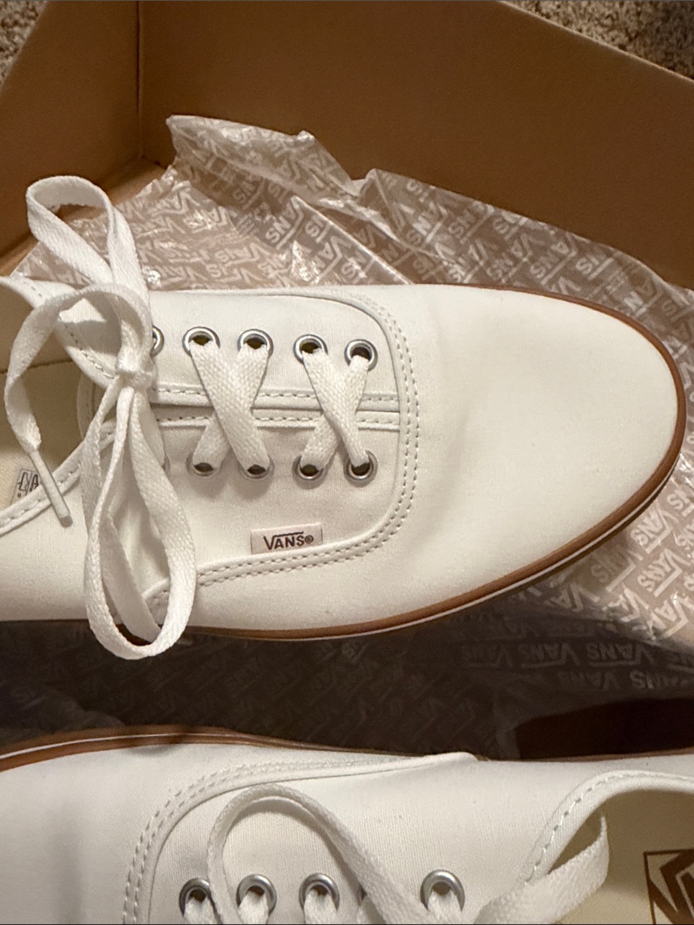 Vans White Canvas Low-Top Sneakers with Gum Sole - Picture 6 of 7